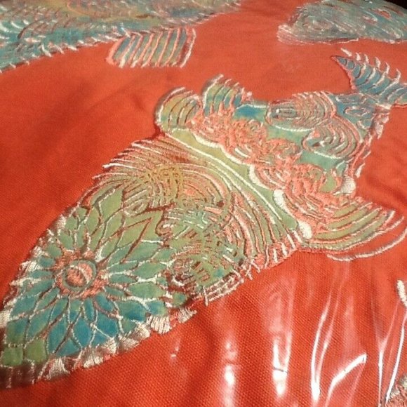 Tommy Bahama 20" Square ORANGE Embroidered BATIK FISH Throw Pillow - brand new - Picture 2 of 9